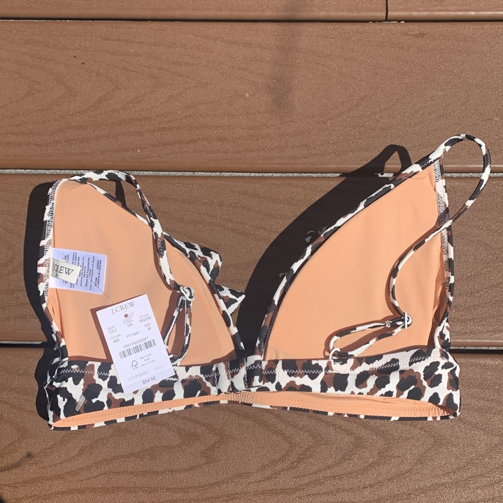 J.Crew NWT “Leopard ruffle french bikini top”Size M NEW style BG230 light lining - Picture 8 of 17